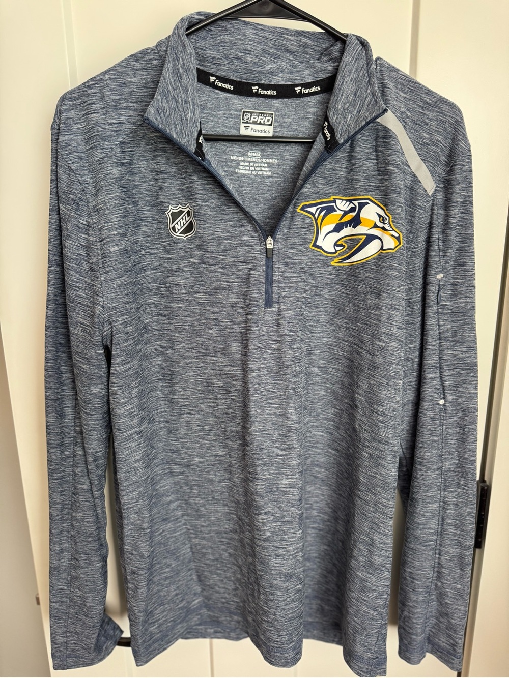 Fanatics Nashville Predators Heathered Navy Blue Quarter-Zip Pullover